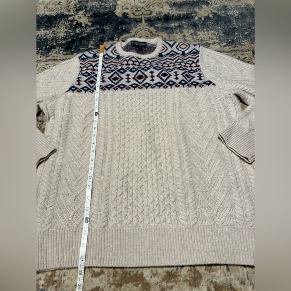 Brooks Brothers Aran Cable Fair Isle Sweater 100% Wool Men's Size XL - Picture 3 of 6